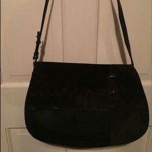 Swarovski leather and suede shoulder strap handbag
